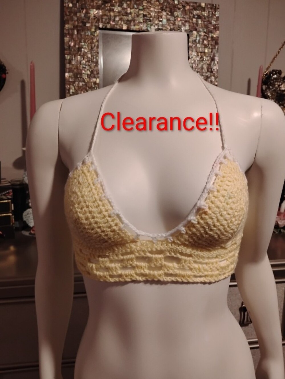Handmade Yellow Crochet Bralette